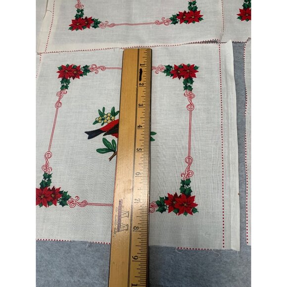 Vintage Cranston Print Works Christmas Bird Quilt Squares Set 7 8.5" Cotton Fabr - Picture 8 of 9